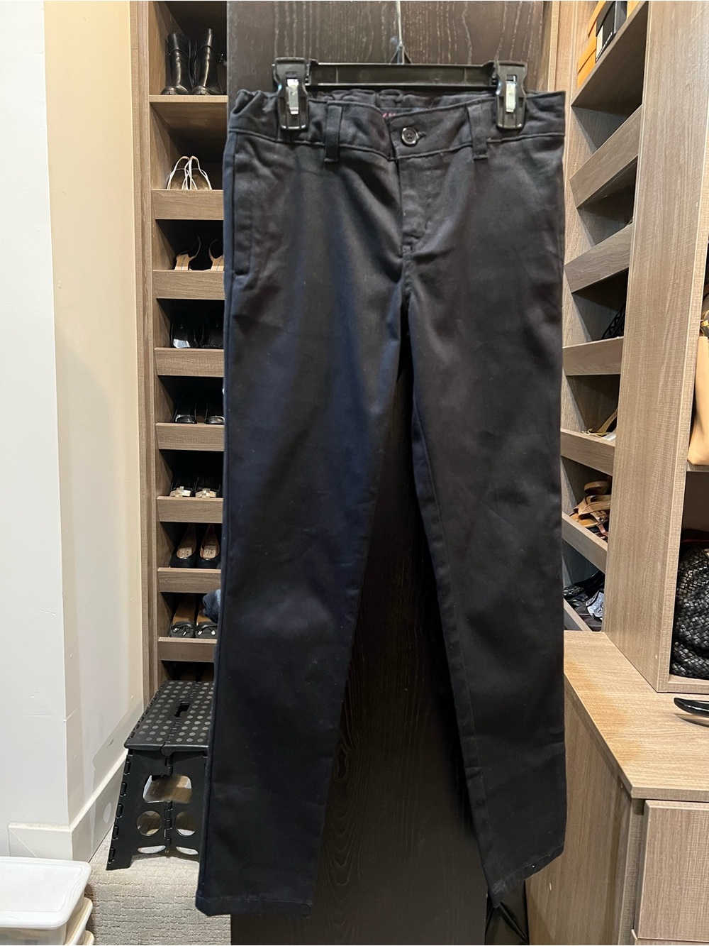 Girls French Toast Black Straight-Leg Adj Waist Pants 98% Cotton Like New Sz 10